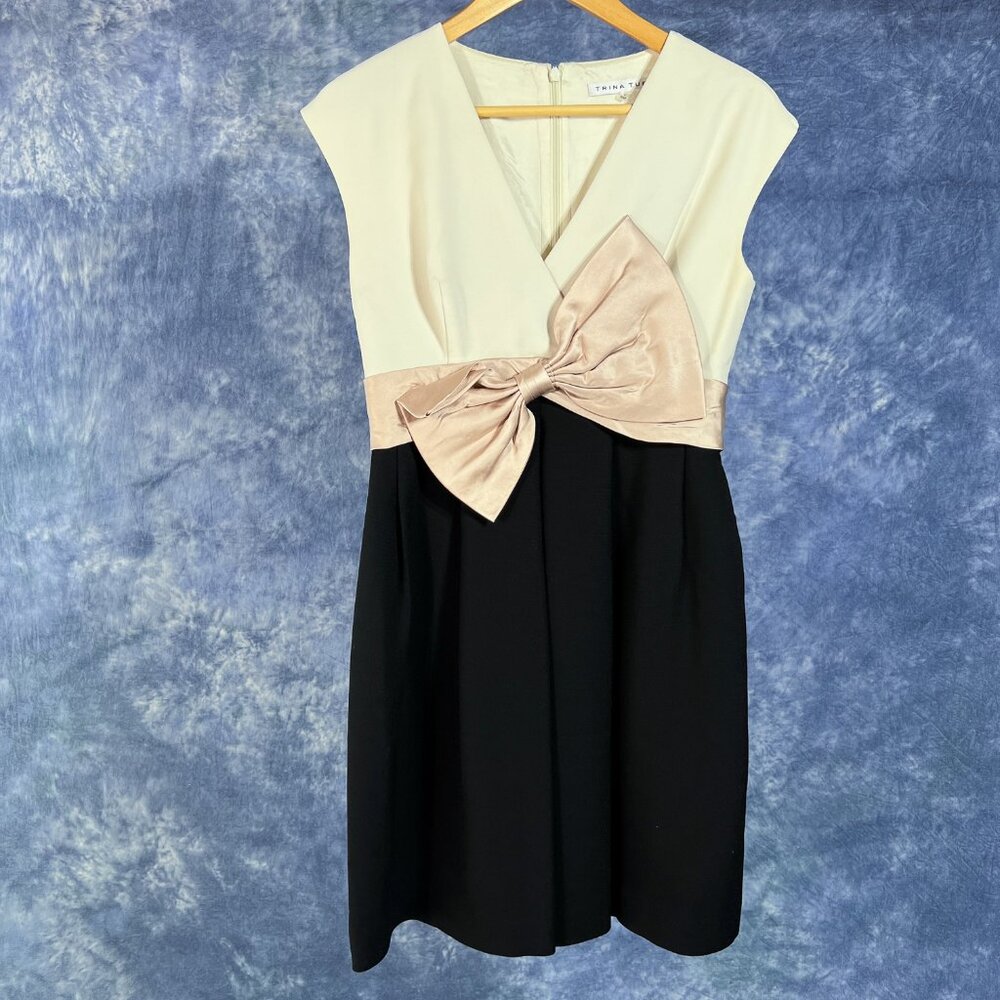 Trina Turk Cream and Black Dress w/ Bow